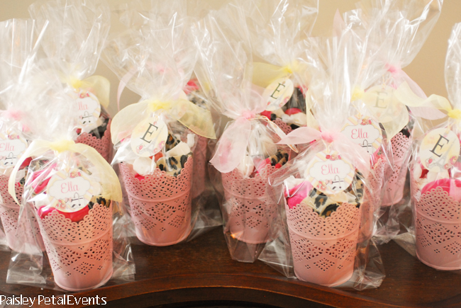Pink and Gold Paris party favors