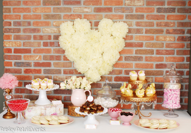 Pink and Gold Paris party dessert table