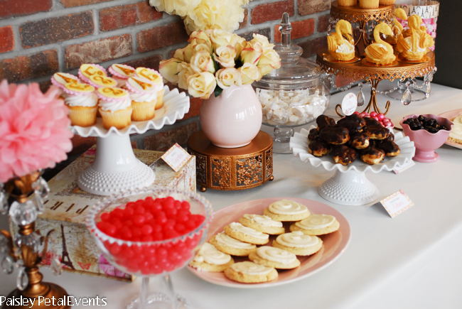 Paris party dessert table