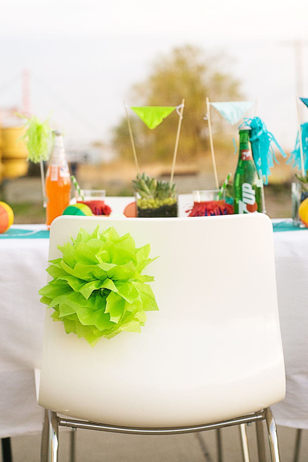 Tissue Paper Flower chair decoration