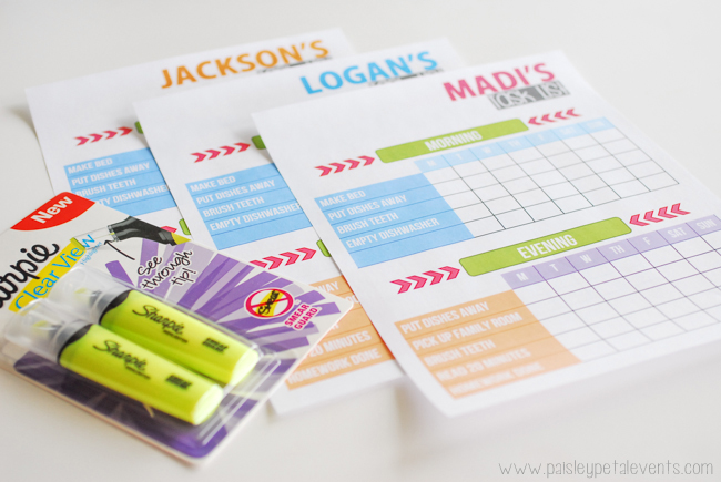 Free Printable task lists for Back to School routines