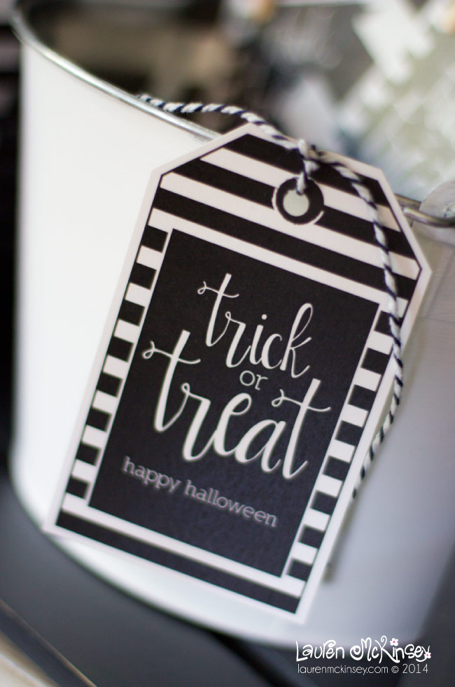 Black and White Stripe Trick or Treat Tags