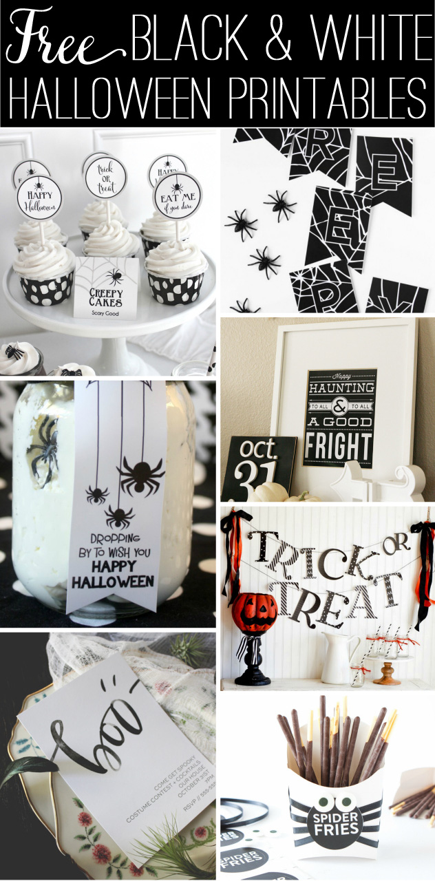 Free Black & White Halloween Printables - classic colors for Halloween!