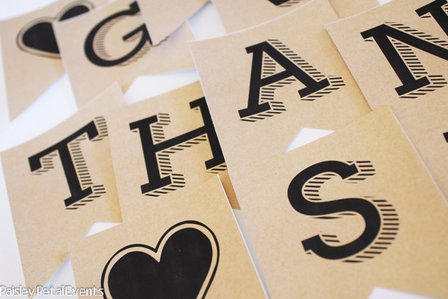 Give Thanks banner - kraft with black letters