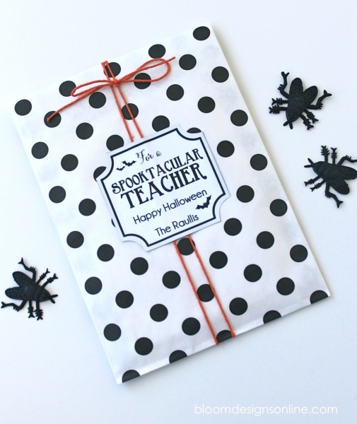 Black and White Halloween Teacher Tag