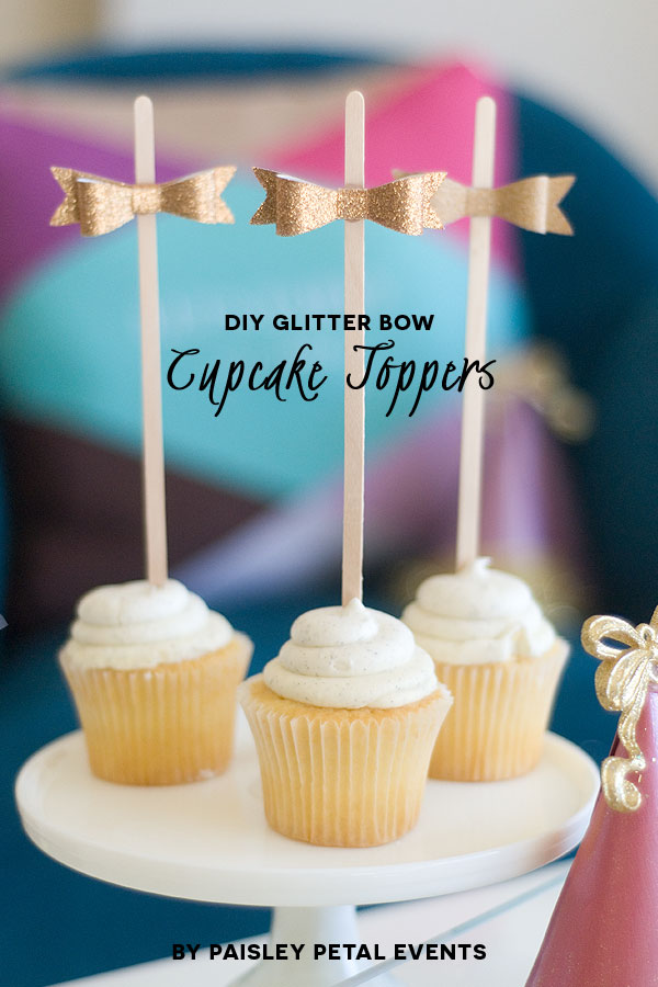 DIY Glitter Bow Cupcake Toppers - Season to Sparkle party hop