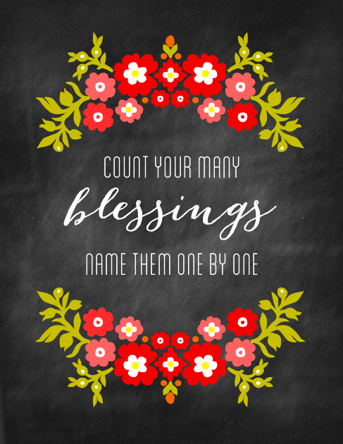 Count your blessings chalk with color art print