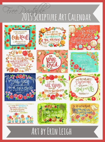 Gorgeous hand drawn scripture verse 2015 printable calendar