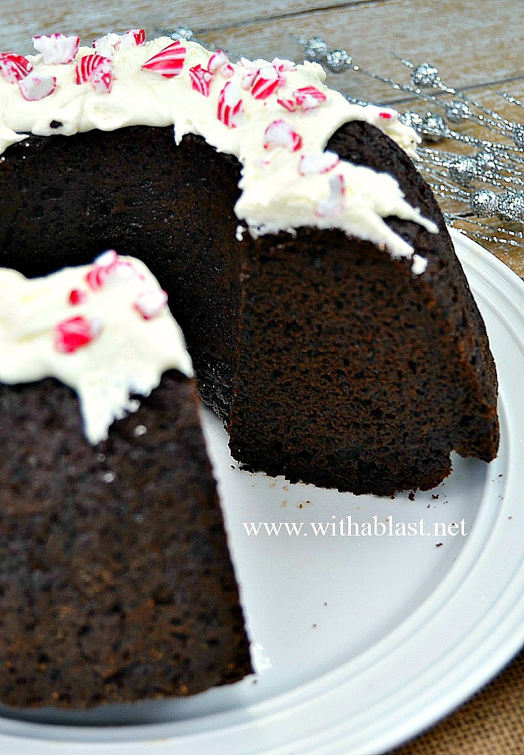 Chocolate pound cake with peppermint icing. Yum!