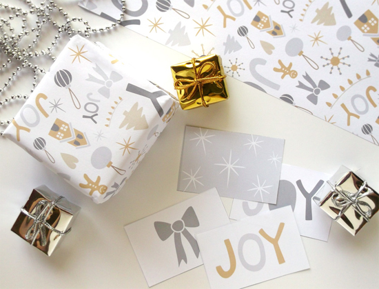 Gold & silver printable Christmas gift wrap and tags - so cute!