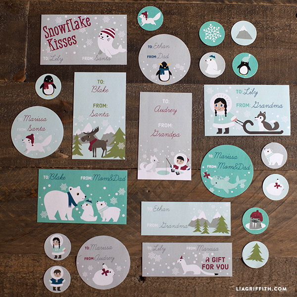 Polar Wonderland printable Christmas gift tags. Such darling designs from Lia Griffith!