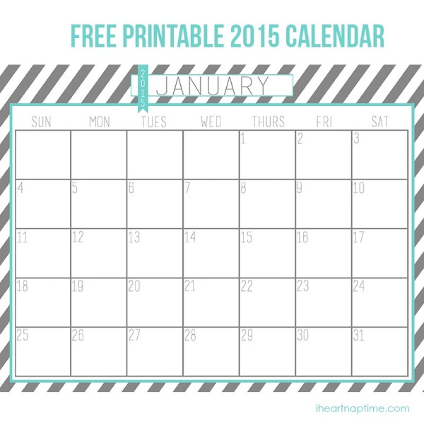 Aqua & grey printable calendar from I Heart Naptime