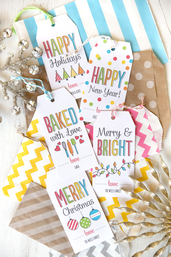 Bright & colorful Christmas gift tags