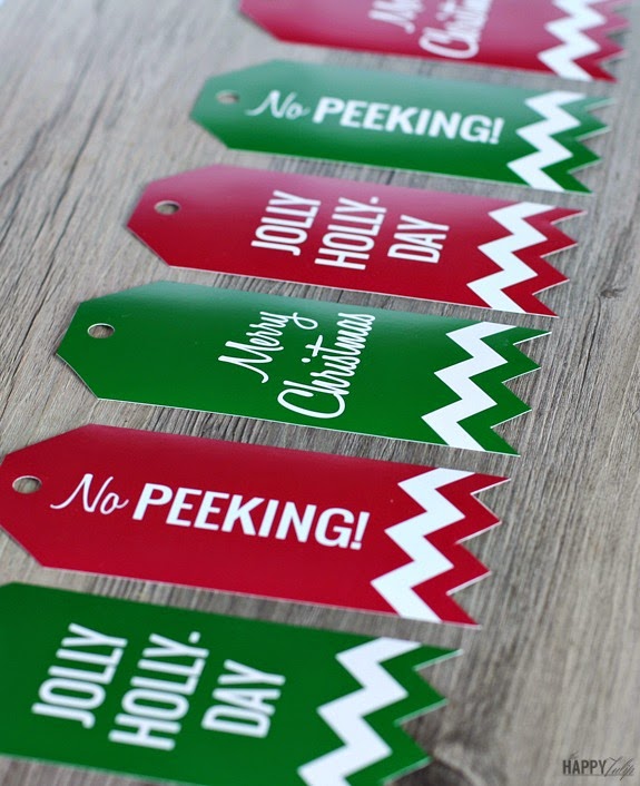 Traditional red and green printable Christmas gift tags