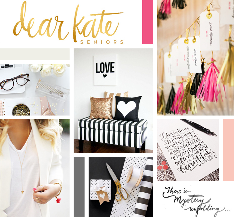 Pink and gold branding inspiration board