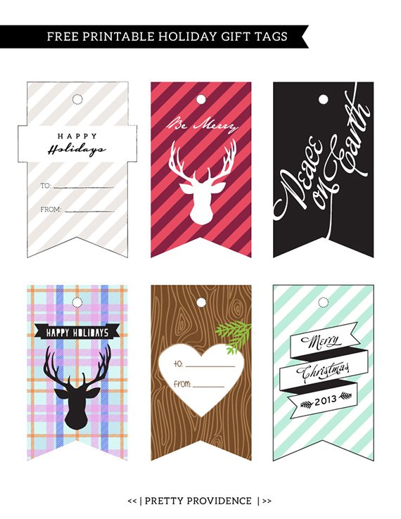 Fun designs and colors in these free printable Christmas gift tags
