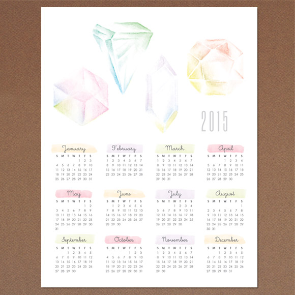 Gemstone 2015 calendar from Love vs. Design