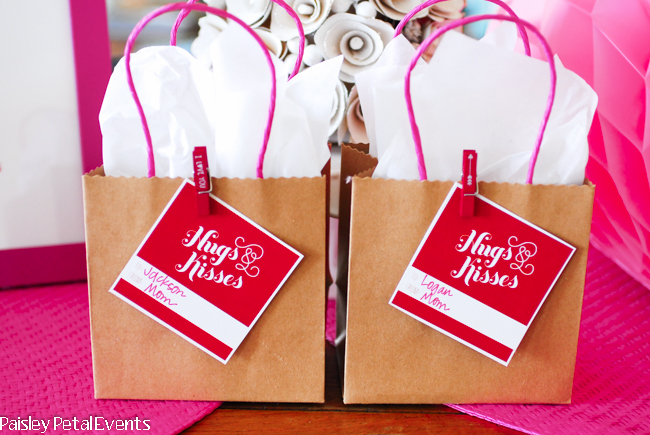 Red hugs & kisses square tags can be added to any little gift for a fun Valentine's Day surprise.