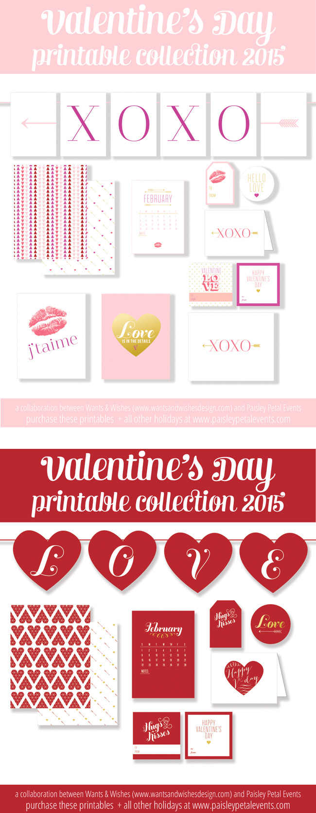 Valentine's Day Printable Collection. Sign up for our monthly subscription to get holiday printables delivered to your Inbox every month and help you prepare for upcoming holidays and celebrations. www.paisleypetalevents.com